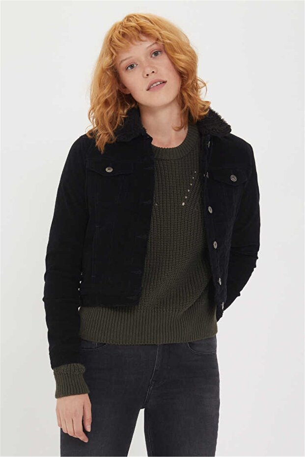 Freda nd 2 furry women's velvet jacket black