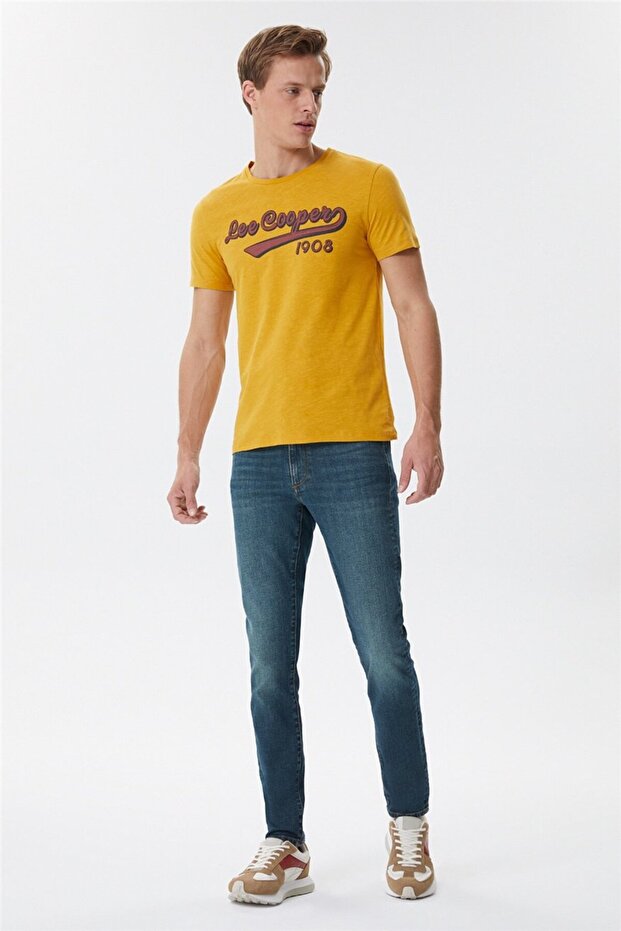 Hardy Men's 100% Cotton Crew Neck T-Shirt Mustard