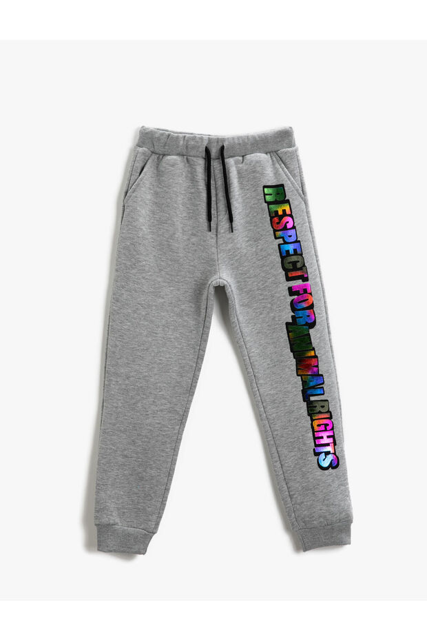 Neon Slogan Printed Sweatpants Tie Waist Pocket Jogger