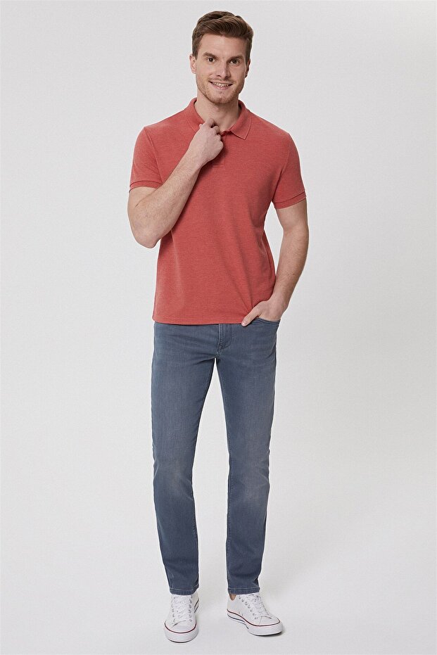 Miless Men's Polo Neck T-Shirt Dark Coral