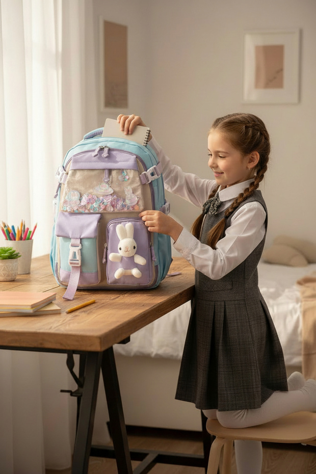 Relaxion 2175-1460 Imported Korean Style Unisex Children's Primary School Backpack