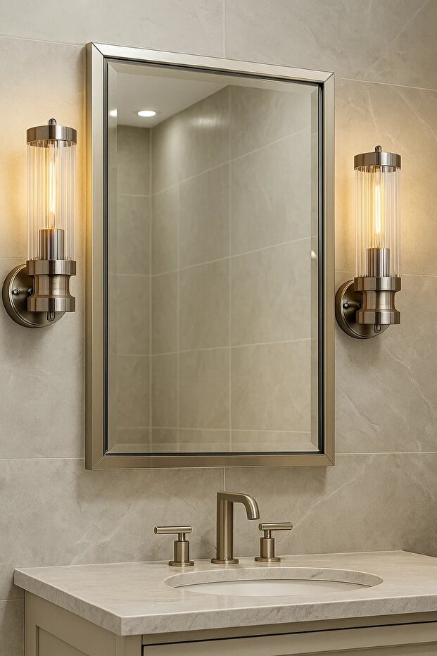 Yıldız Tekli Cam Aplik, Krom - 5