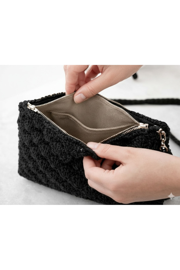 El Çanta Kağıt İp Örme 27x16x17 - 1