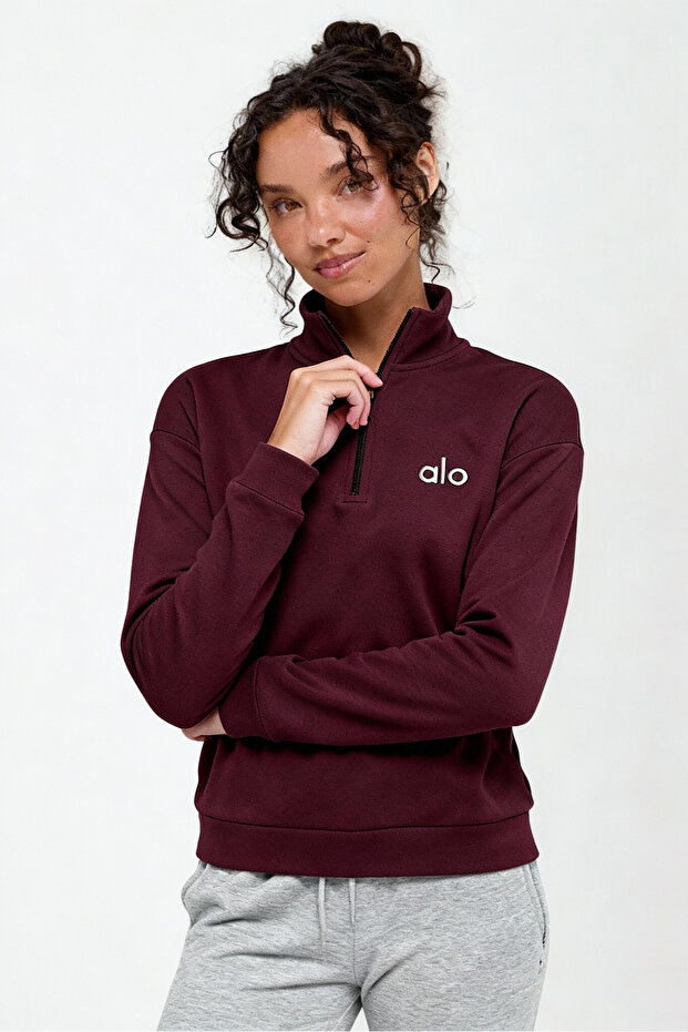 Cherry Half Zip Long Sleeve Sweatshirt