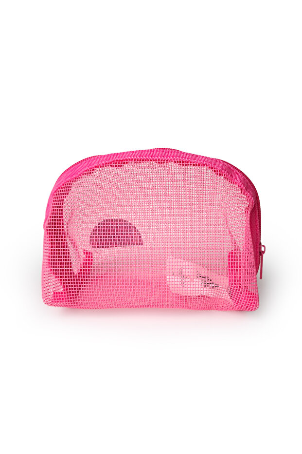 Mesh Makyaj Çantası Pembe - 8