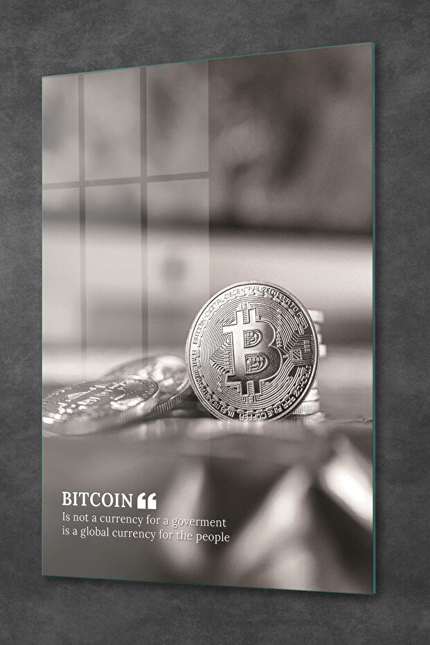 Glass Table with Bitcoin Pattern - 2