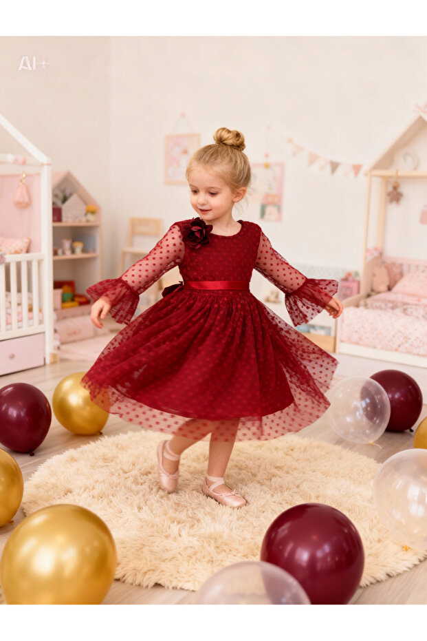 Buckle Polka Dot Puffy Tulle Dress