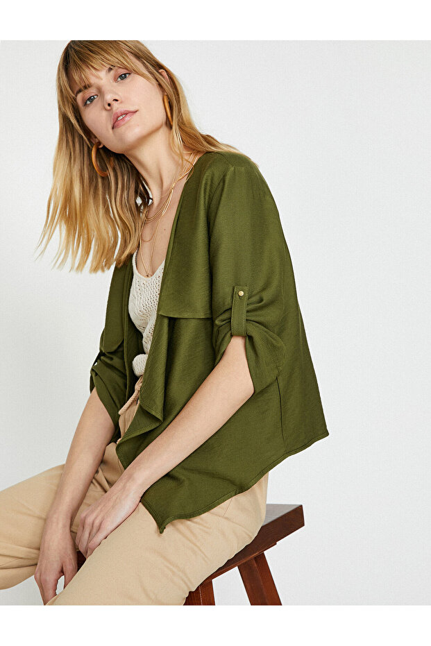 Women's Green Long Sleeve Shawl Collar Jacket 9YAK52013UW