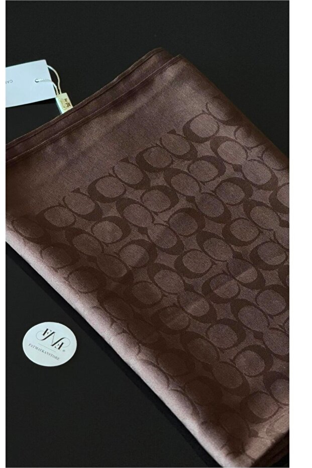 شال من الصوف والحرير ذو وجهين باللون البني - 2