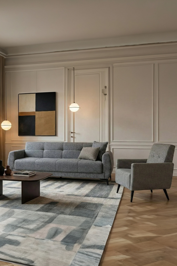 Modalife Soho 3+1 Salon&oturma Odası Koltuk Takımı, Oturma Grubu (1 Koltuk 1 Berjer) (Sandıklı-Yataklı) Kanepe Berjer