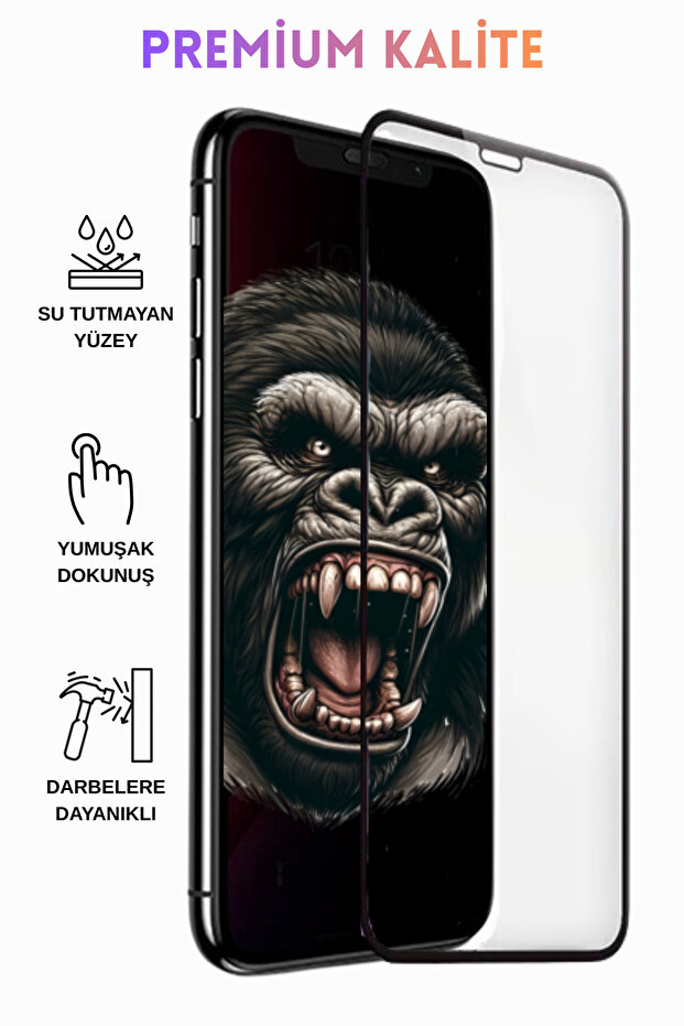 واقي شاشة زجاجي كامل التغطية متوافق مع هاتف iPhone 11Pro Max - عالي الجودة مع إطار أسود