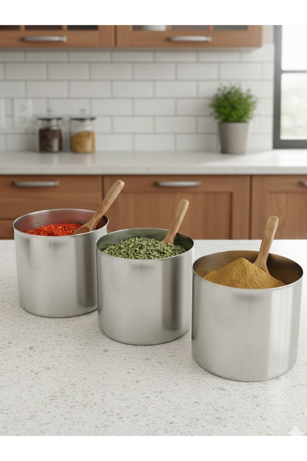 3'lü Paslanmaz Çelik Baharatlık Seti - 1