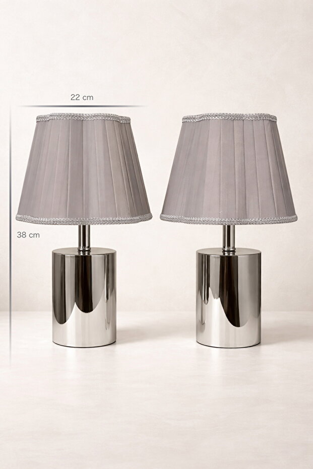 Samara Gümüş Çift Abajur - 2