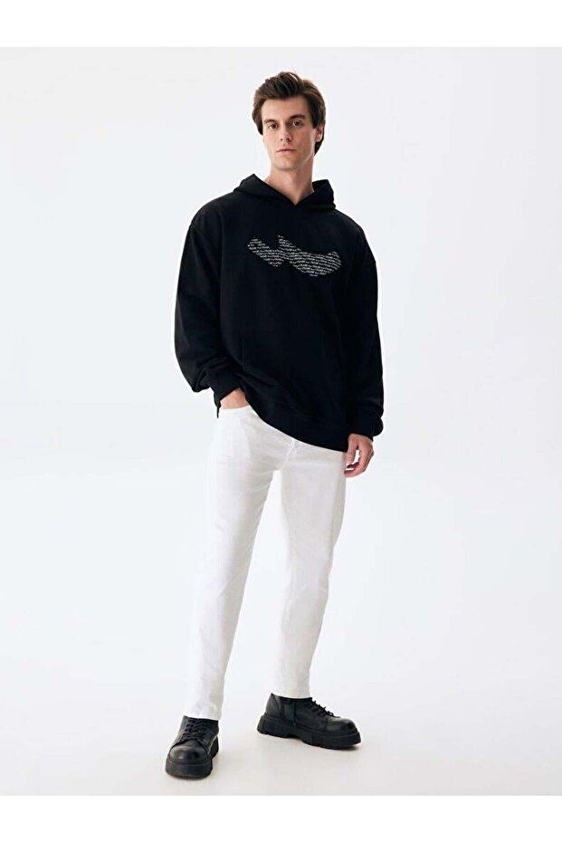 NEGEYE Logolu Kapüşonlu Siyah Sweatshırt - 2