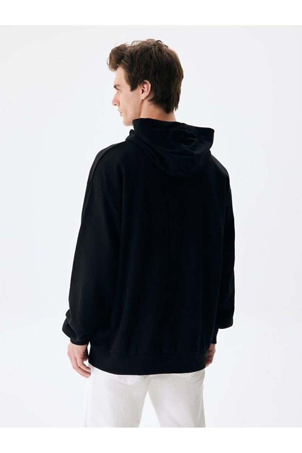 NEGEYE Logolu Kapüşonlu Siyah Sweatshırt - 3