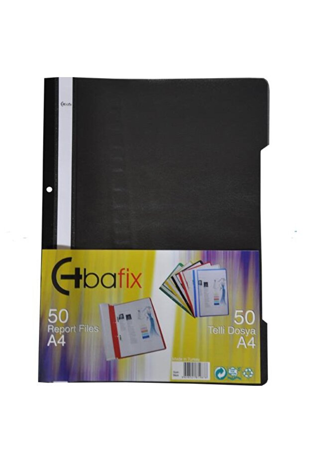 ملف سلكي بلاستيك مقاس XL أسود مقاس A4 - عبوة من 50 قطعة