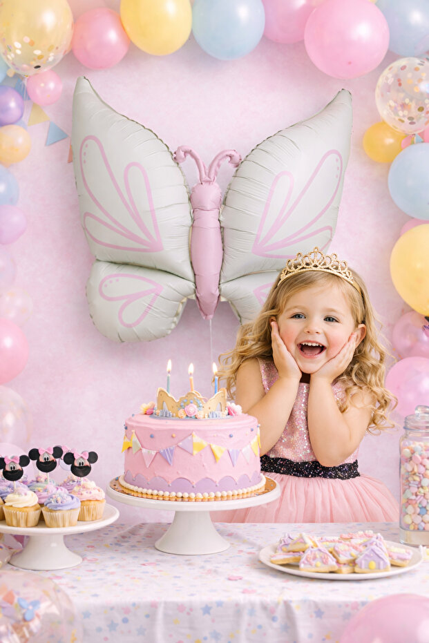 Seafoam Pink Butterfly Foil Balloon 94 cm