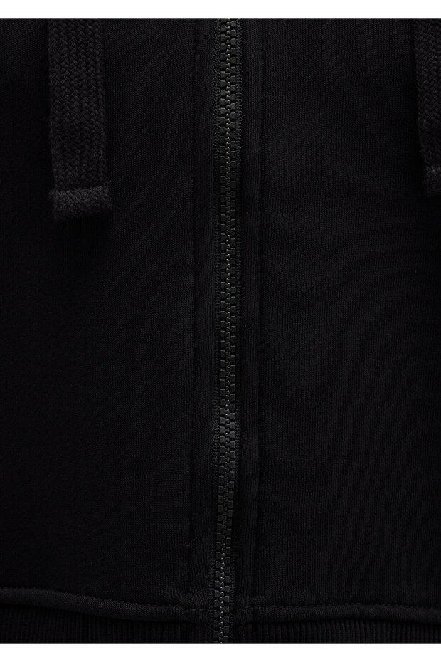 Kapüşonlu Siyah Basic Crop Sweatshirt 1S10388-900 - 8