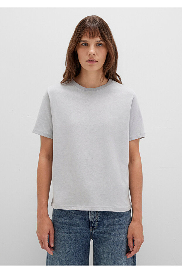 Gri Basic Tişört Regular Fit / Normal Kesim 1600965-70075 - 4