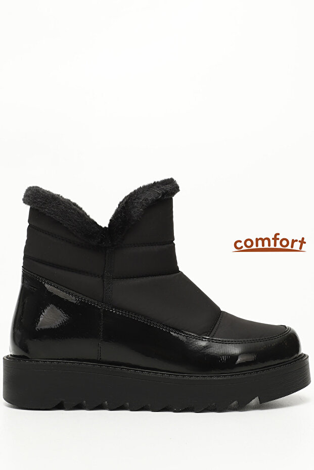 Black Round Toe Women's Snow Boots 06406