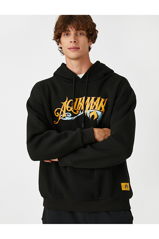 Aquaman Hooded Oversize Sweatshirt Raised Licensed Printed