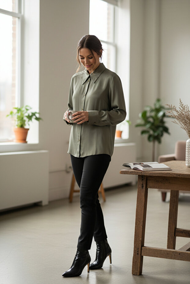 Kadın Rahat Kalıp Gömlek - 3