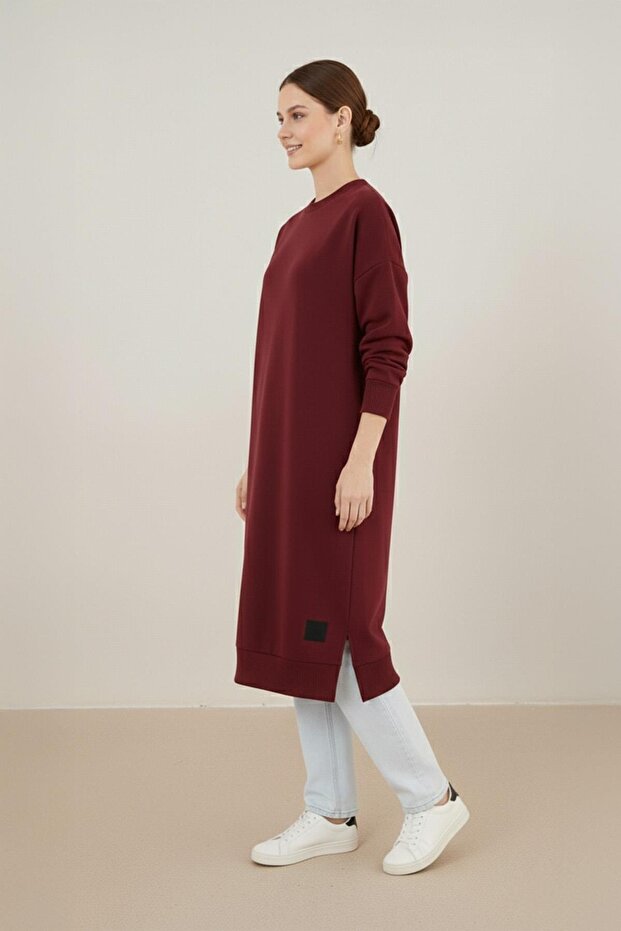 Kadın Basic Tunic - 30645TUN - BURGUNDY - 2