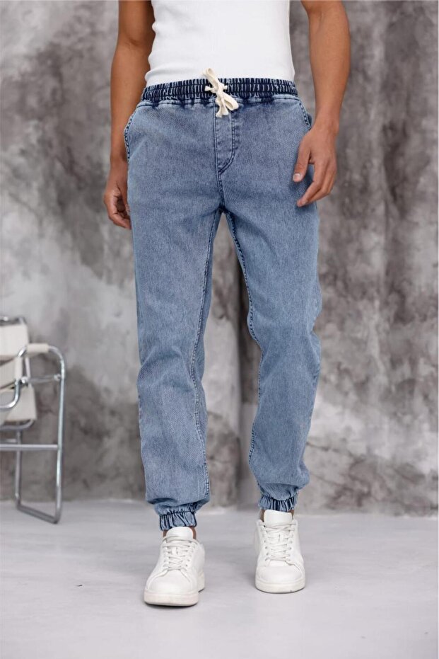 Zessi Slim Fit Lycra Jeans Jogger Pants with Elasticated Legs and Waist