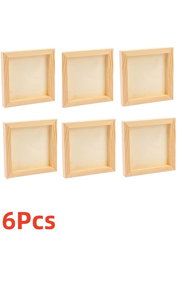 2cm 6Pcs Unfinished Square Wood Panels,20x20cm/8x8" Blank Wooden Canvas Cradled Painting Panel Board