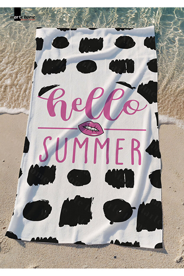 Hello Summer P - منشفة الشاطئ المطبوعة
