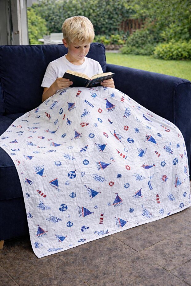 Bamboo Muslin Cloth Cover & Blanket (USED UP TO 0-10 YEARS) 120x120cm/Ship Pattern