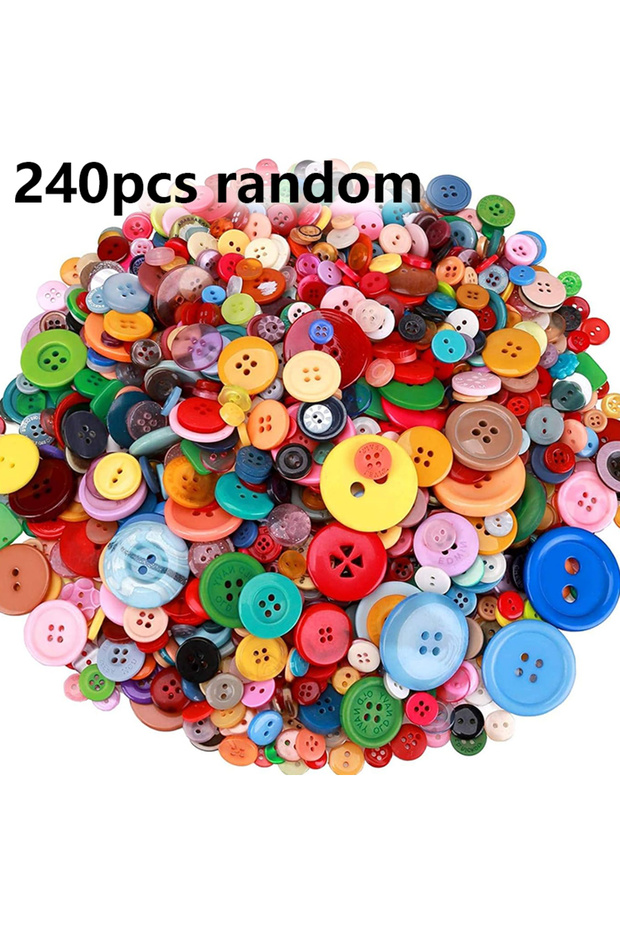 240pcs random 60/120/240pcs Color Round Resin Button 0.7-2.5cm Assorted Sizes for DIY Crafts Sewing