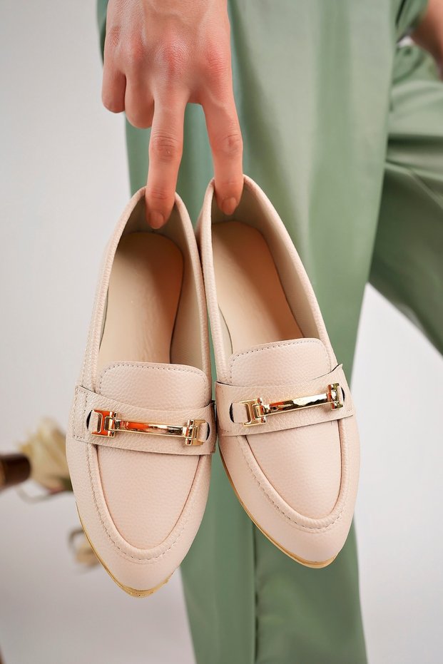 Women's Ballerina Buckle Detailed Stylish Anatomical Ballerina Shoes Comfortable Sole Daily Business Office Ballerina