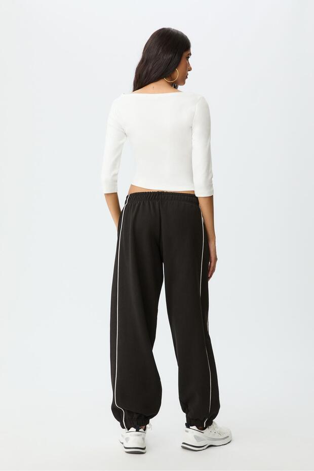 Şeritli jogger pantolon - 4