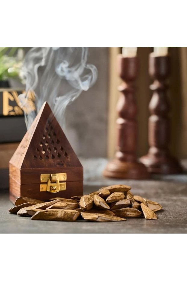 Wooden pyramid shaped incense burner