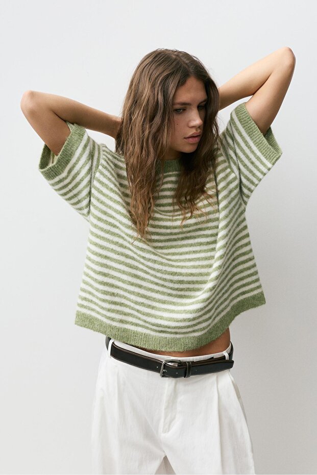 Kısa kollu salaş süveter - 1