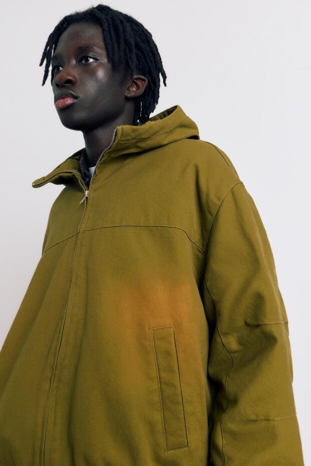 Yıkanmış detaylı kapüşonlu ceket - 6