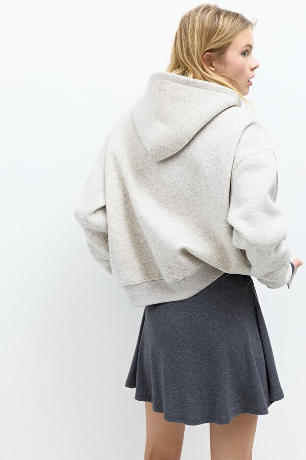 Grafikli fermuarlı kapüşonlu sweatshirt - 4