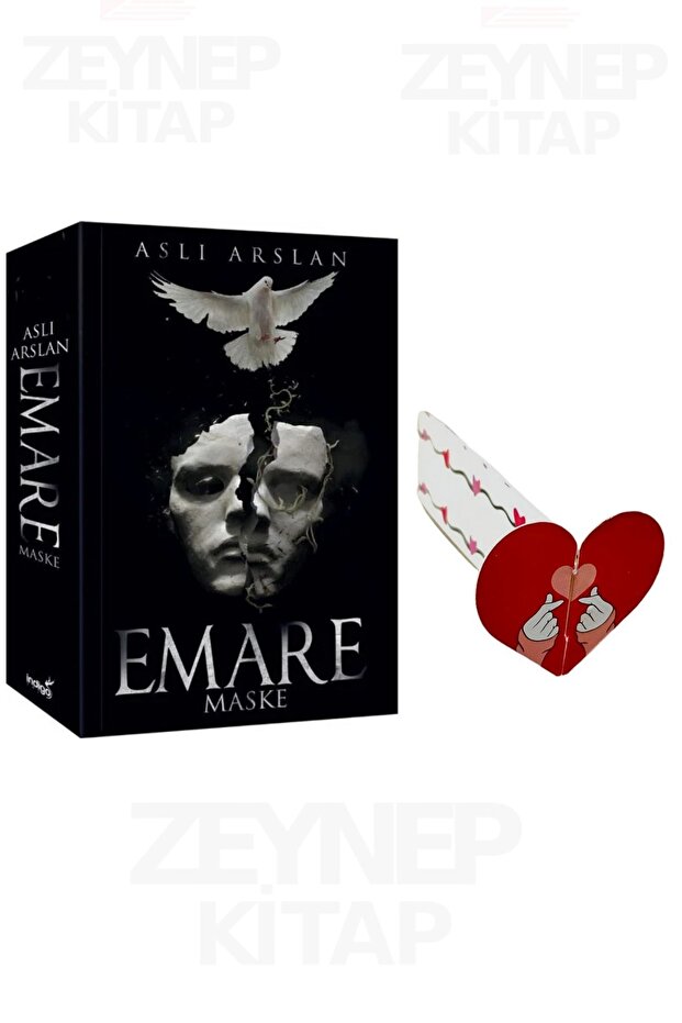 Emare Maske(Karton Kapak)Özel Tasarım Kalp Ayraç Hediyeli