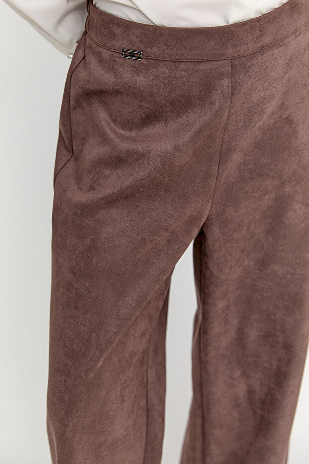 Süet Boru Paça Pantolon - 3