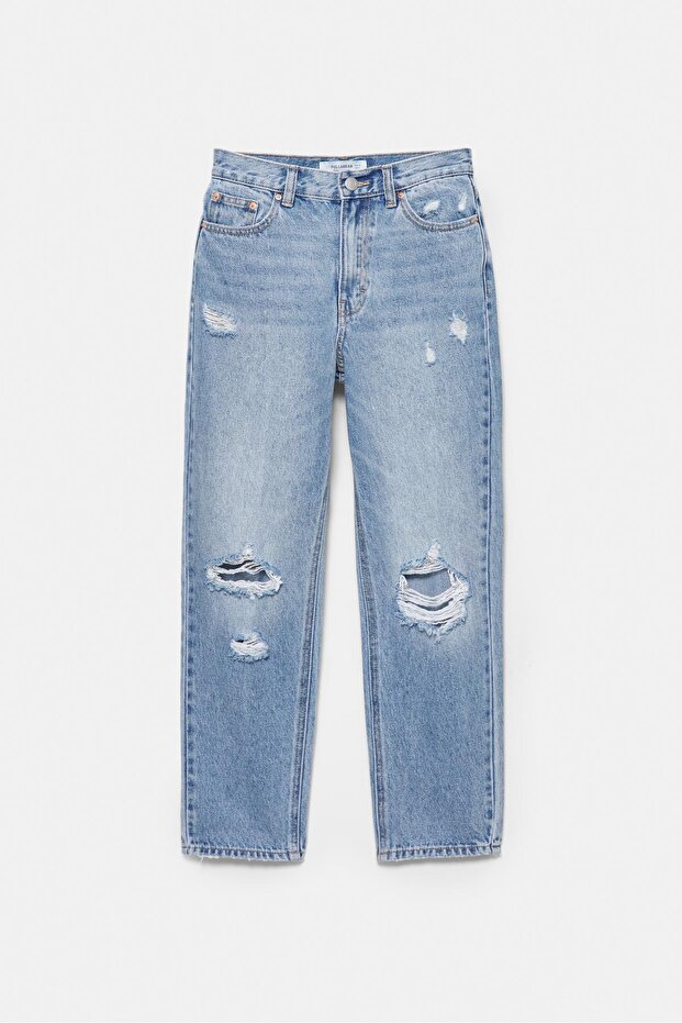 Yırtık mom fit jean - 5