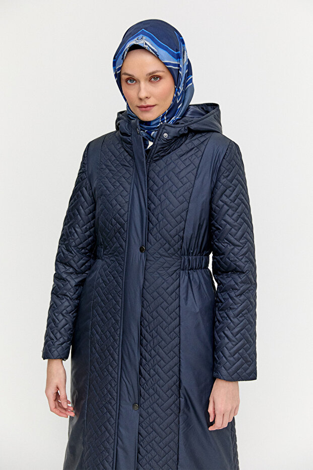 Kapüşonlu Kapitone Kaban - 5