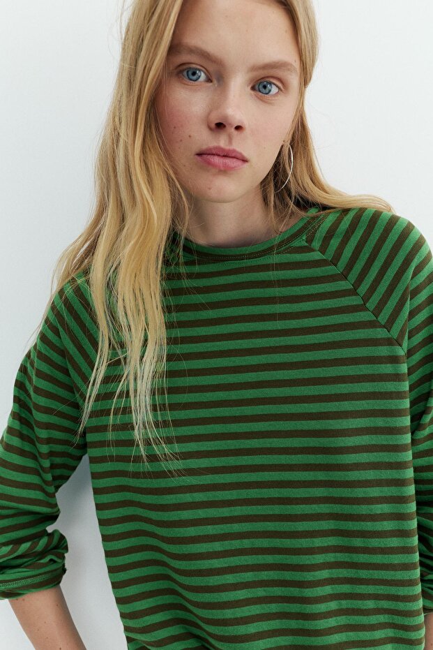 Uzun kollu çizgili tişört - 3
