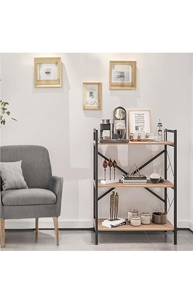 Entryway console table, coffee corner table, side table, wooden 3-shelf bookcase