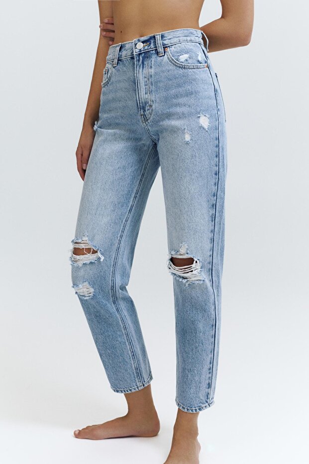 Yırtık mom fit jean - 3