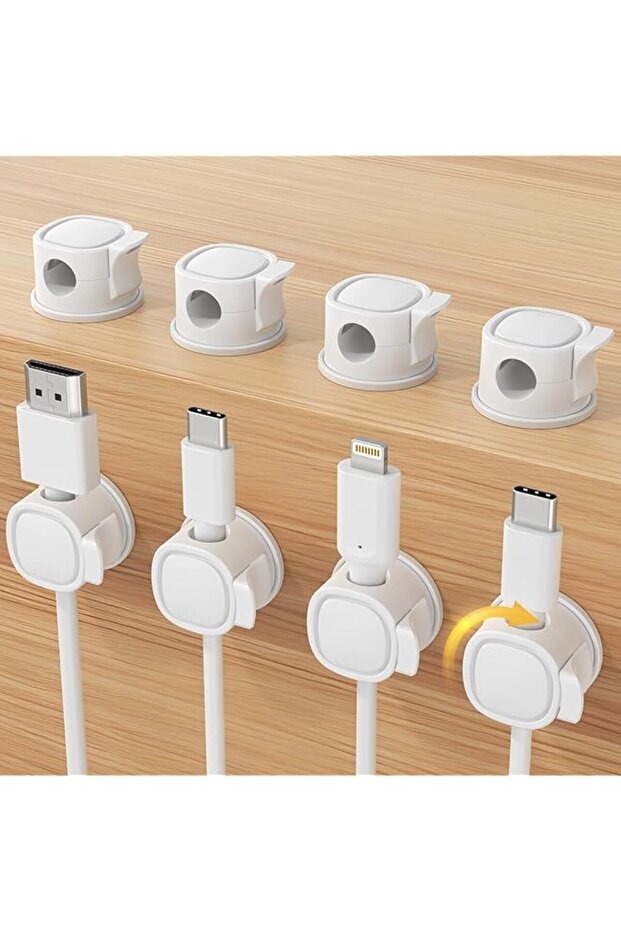 8Pack Rotatable Cord Organizer, Spring Cable Clips With Clasp Lock, No-Residue Adhesive Cable Organi