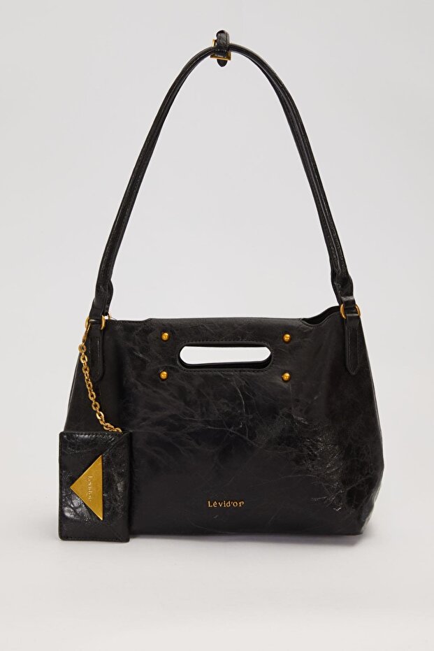 Black Envelope Charm Detailed Shoulder Bag