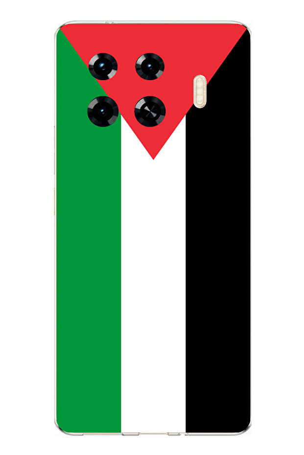 حافظة سيليكون متوافقة مع هاتف Tecno Spark 20 Pro+ Plus بعلم فلسطين مطبوع - 1