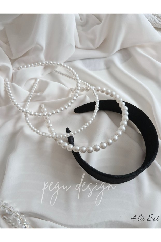 Set of 4 Wide Velvet Crown and Row of Pearl Crown, Bride, Invitation, Celebration, Daily,