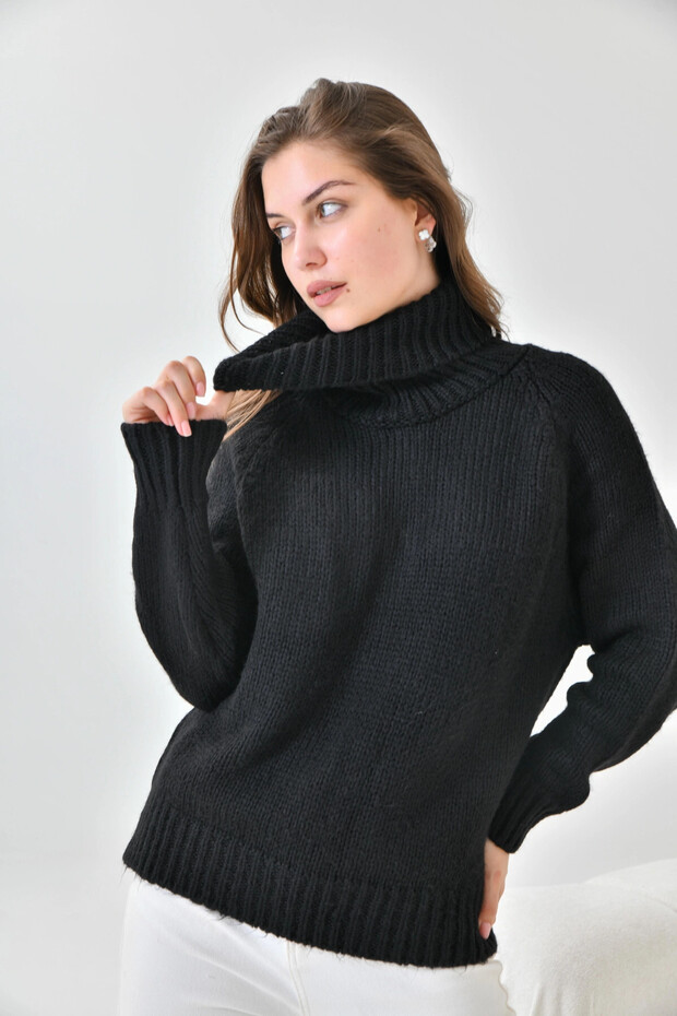 Women's Turtleneck Ribbed Knit Sweater 223006